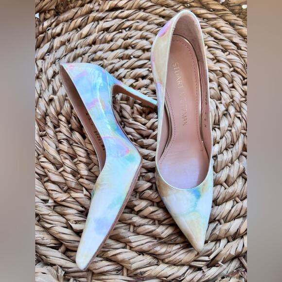 Stuart Weitzman Pastel Watercolor Floral Heel Pumps 4.5 - Picture 3 of 7